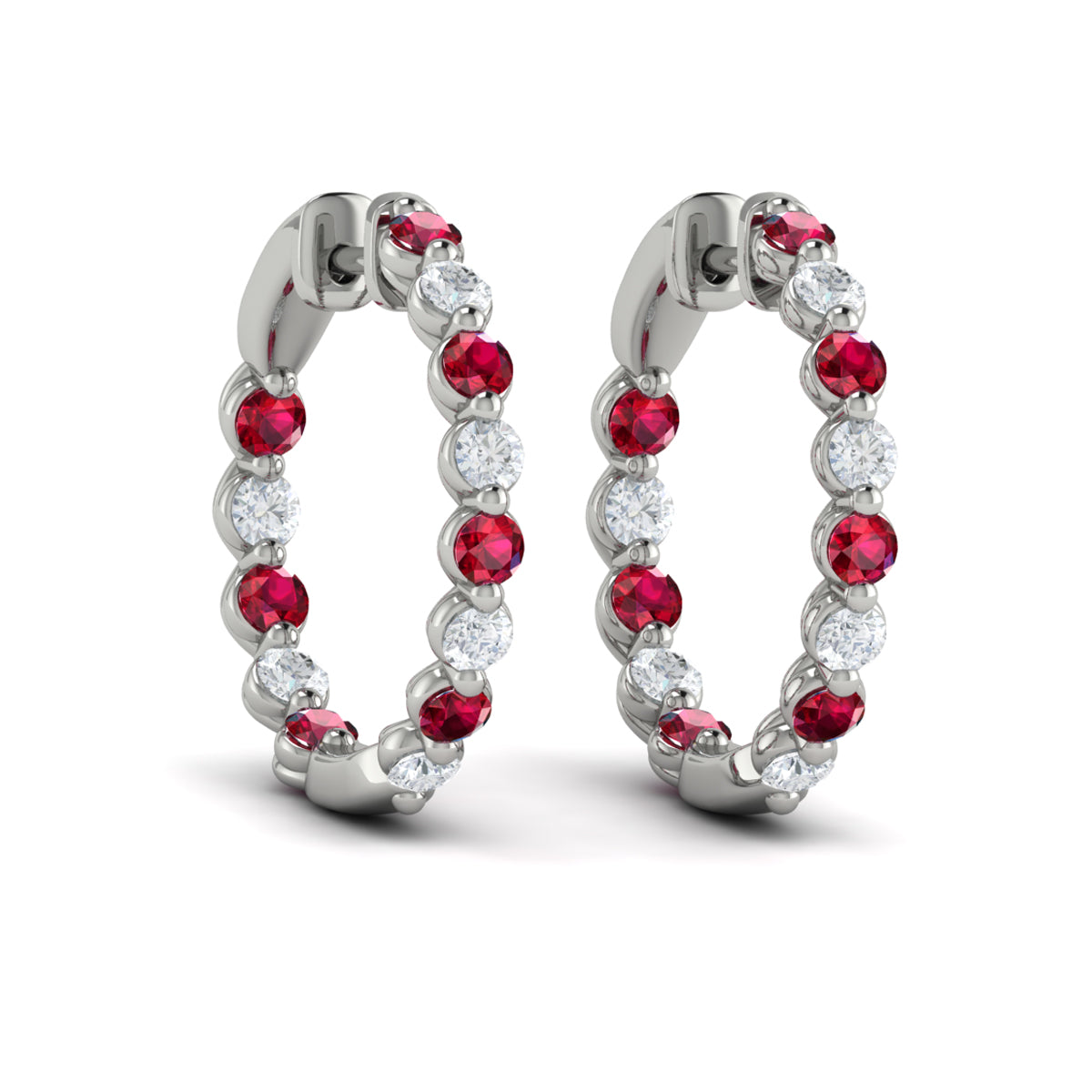 14k White Gold Ruby & Diamond Earrings, 0.96ct