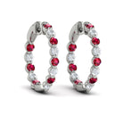 14k White Gold Ruby & Diamond Earrings, 0.96ct