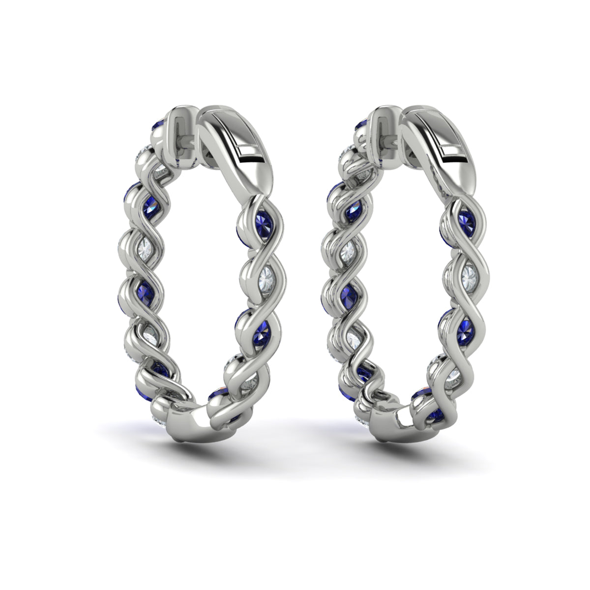 14k White Gold Sapphire & Diamond Earrings, 0.92ct