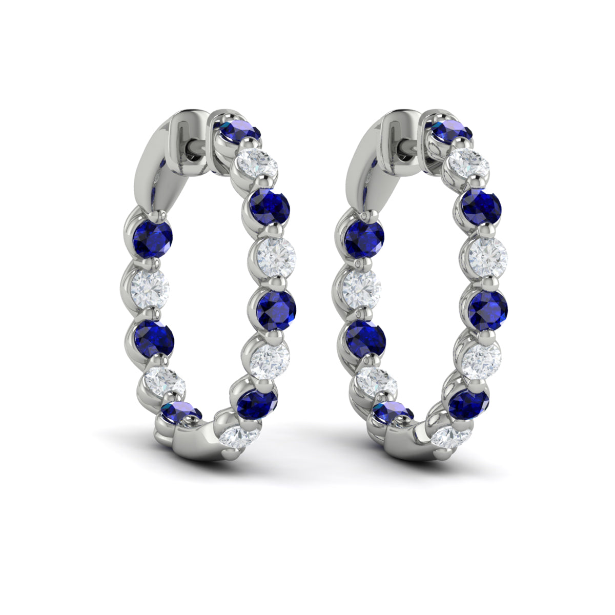 14k White Gold Sapphire & Diamond Earrings, 0.92ct