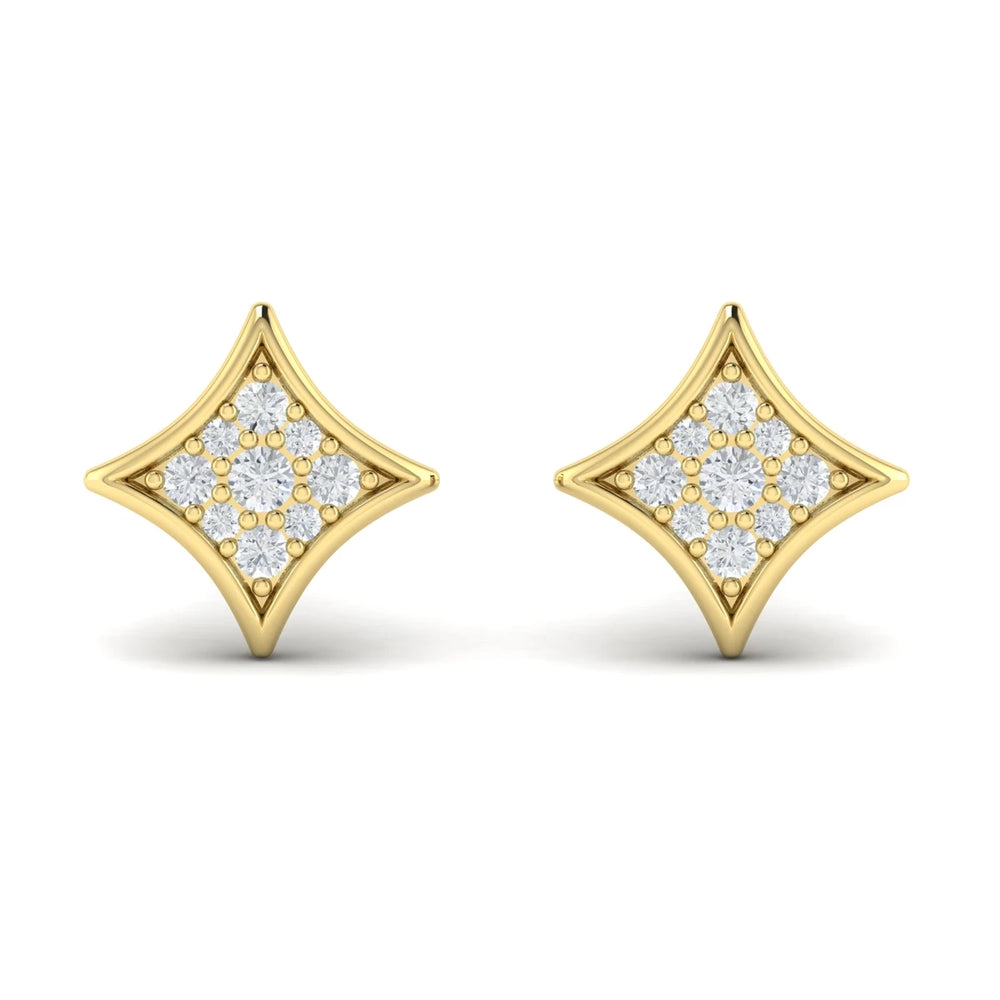 Channel Set Diamond Vlora Star Stud Earrings Yellow Gold
