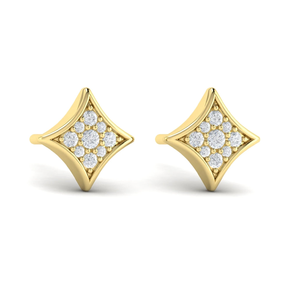 Channel Set Diamond Vlora Star Stud Earrings Yellow Gold