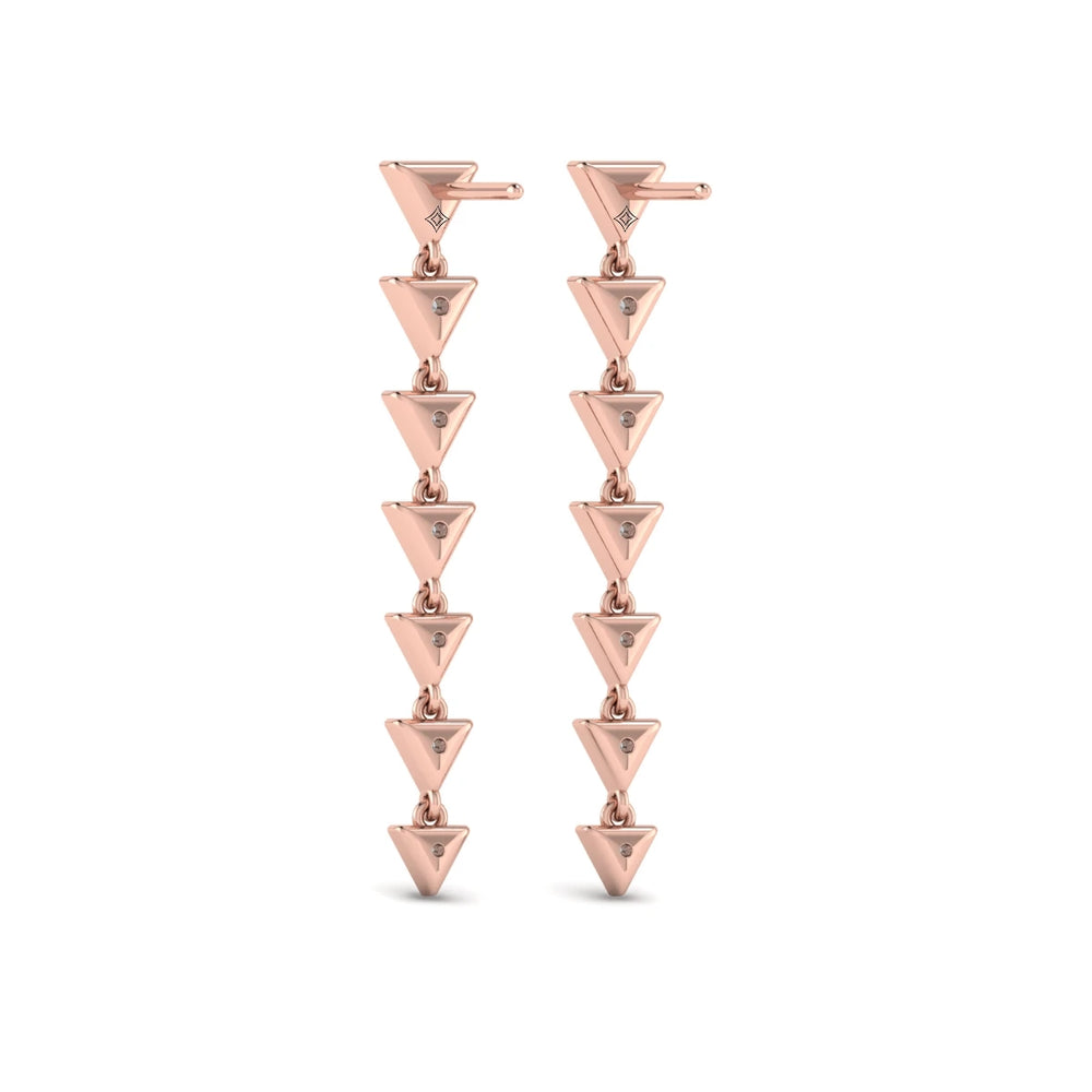 Diamond Trinity Drop Statement Earrings Rose Gold