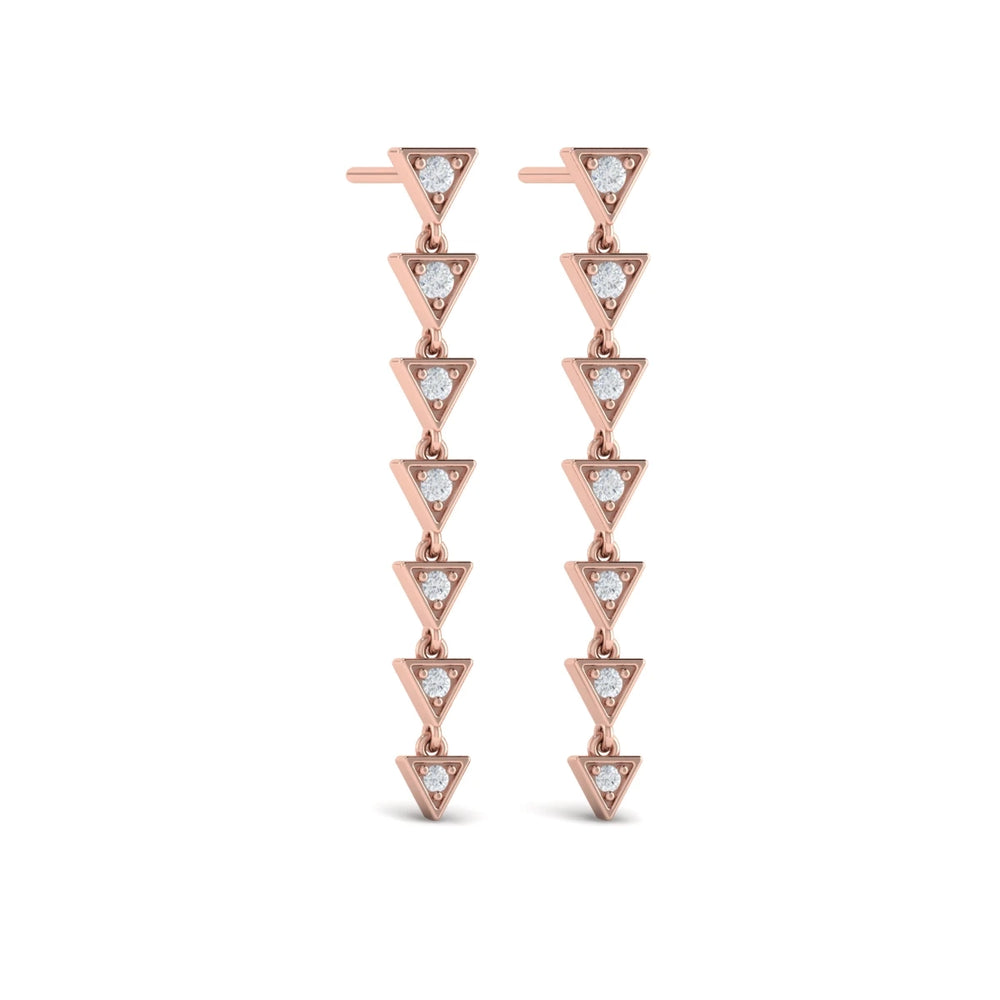 Diamond Trinity Drop Statement Earrings Rose Gold