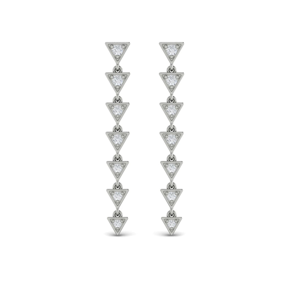Diamond Trinity Drop Statement Earrings White Gold