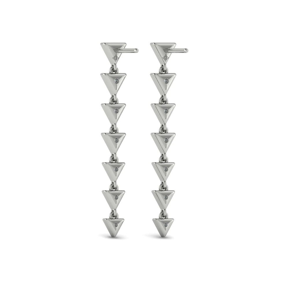 Diamond Trinity Drop Statement Earrings White Gold