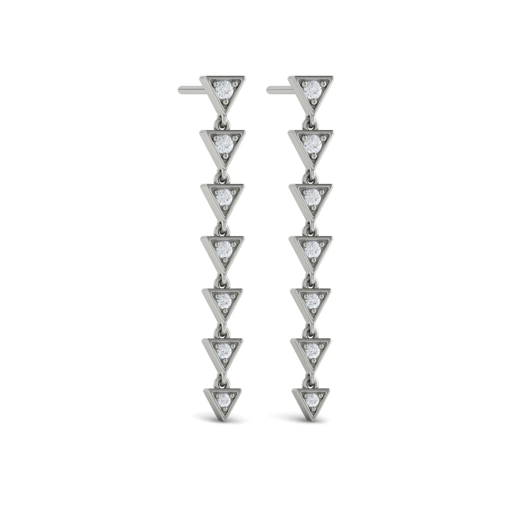 Diamond Trinity Drop Statement Earrings White Gold