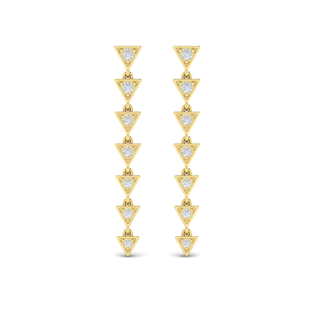 Diamond Trinity Drop Statement Earrings Yellow Gold