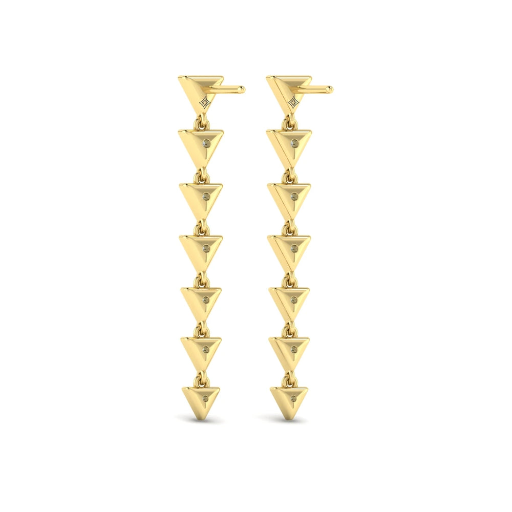 Diamond Trinity Drop Statement Earrings Yellow Gold