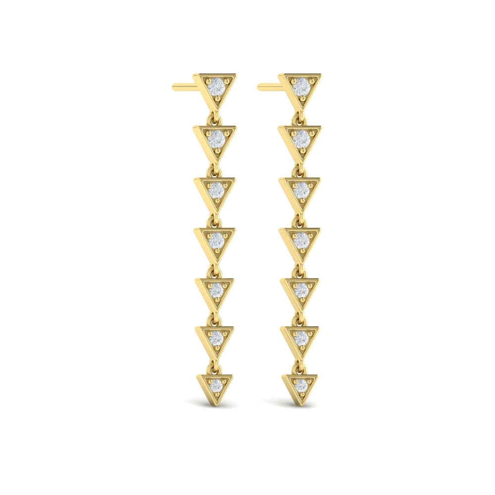 Diamond Trinity Drop Statement Earrings Yellow Gold