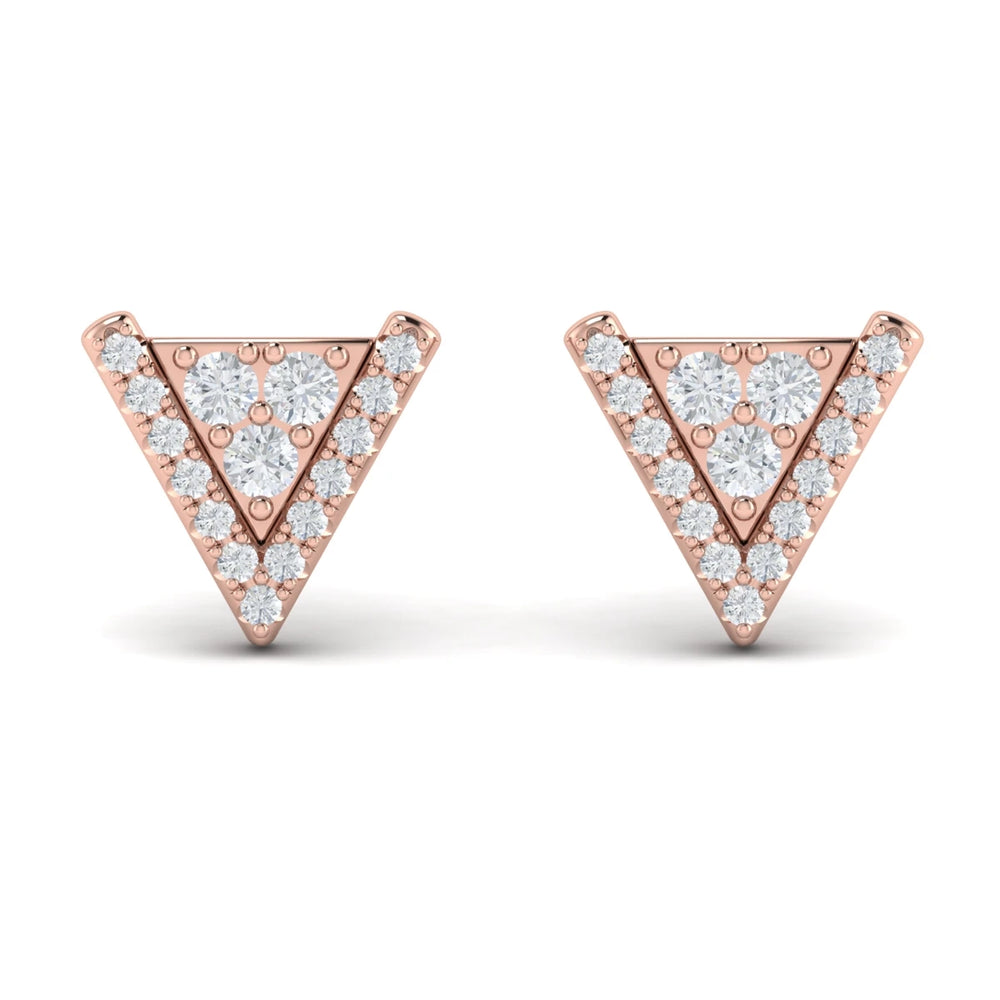 Diamond Trinity Stud Earrings Rose Gold