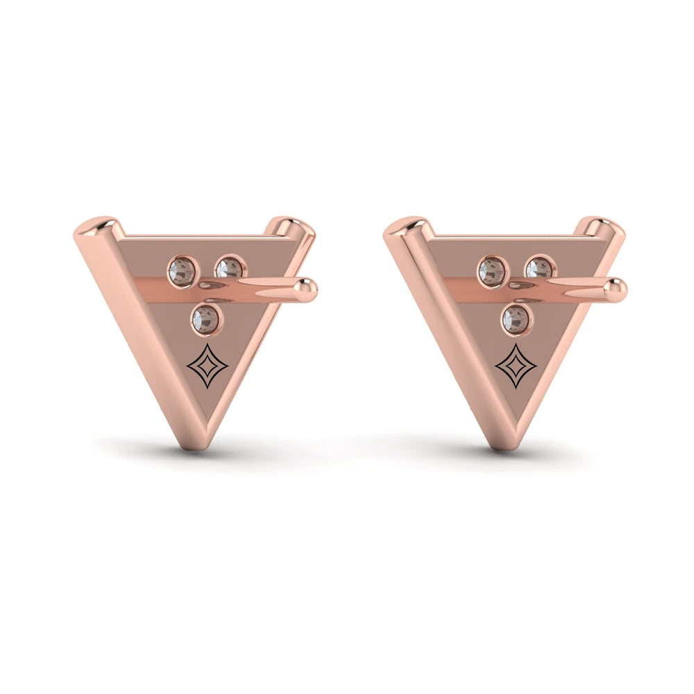 Diamond Trinity Stud Earrings Rose Gold