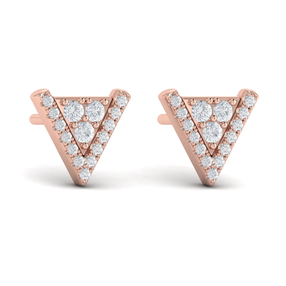 Diamond Trinity Stud Earrings Rose Gold