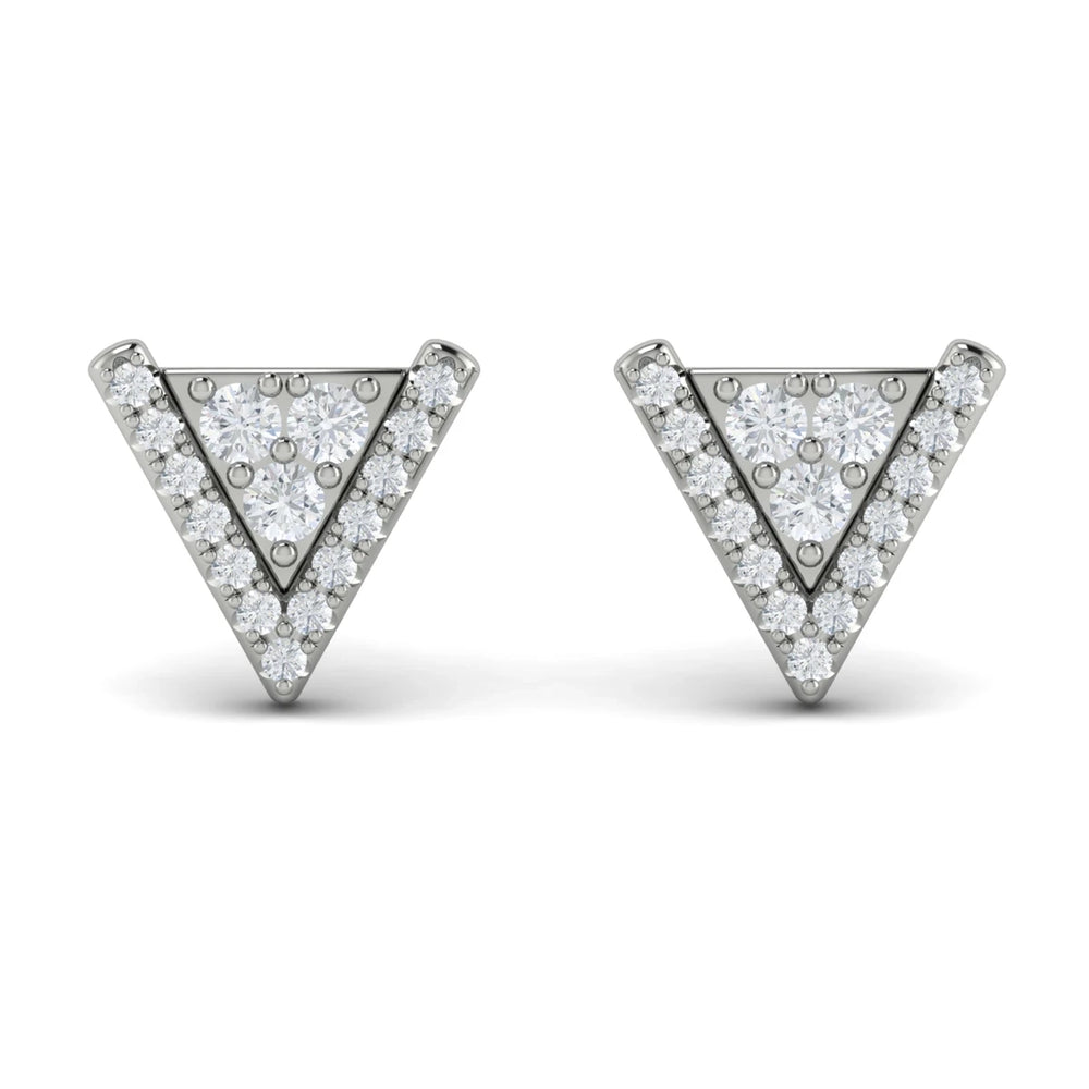 Diamond Trinity Stud Earrings White Gold