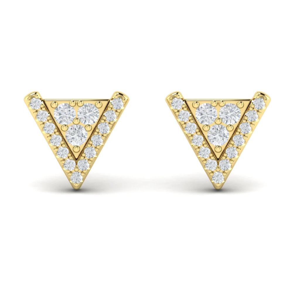 Diamond Trinity Stud Earrings Yellow Gold