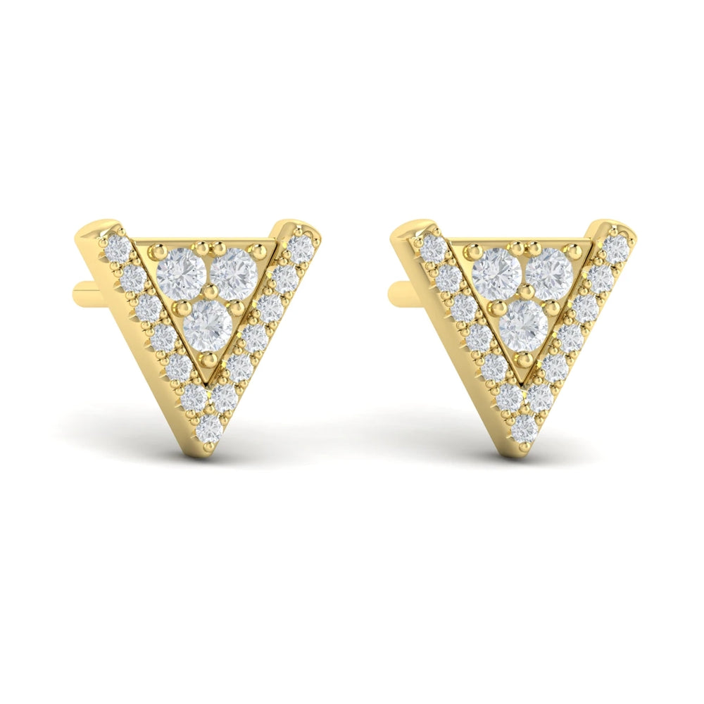 Diamond Trinity Stud Earrings Yellow Gold