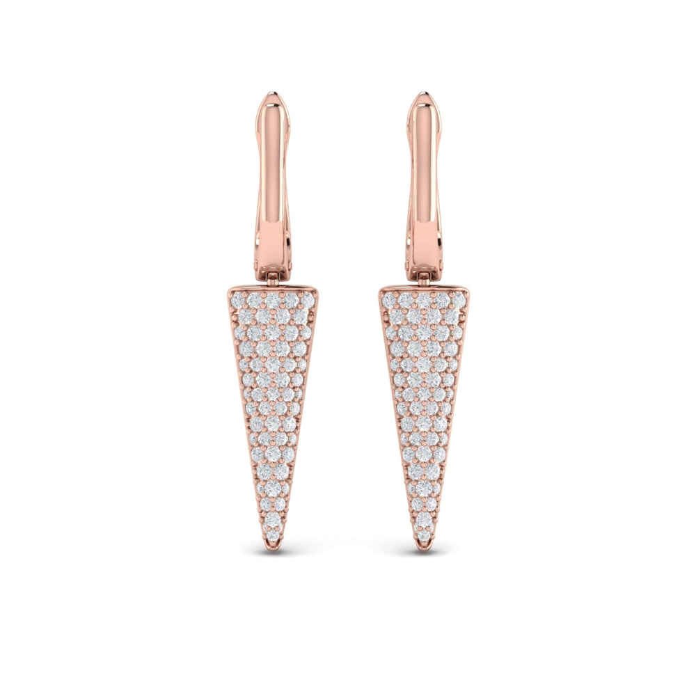 Diamond Trinity Drop Huggie Earrings Rose Gold