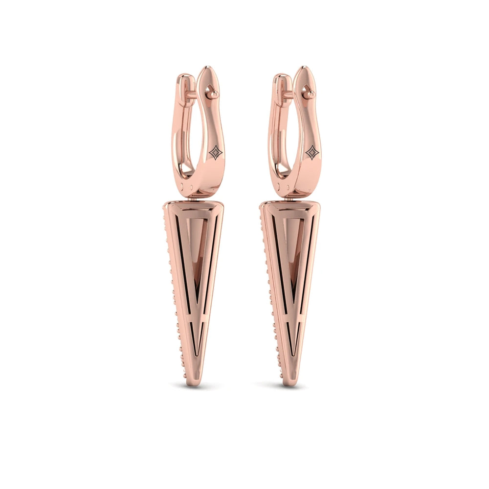 Diamond Trinity Drop Huggie Earrings Rose Gold