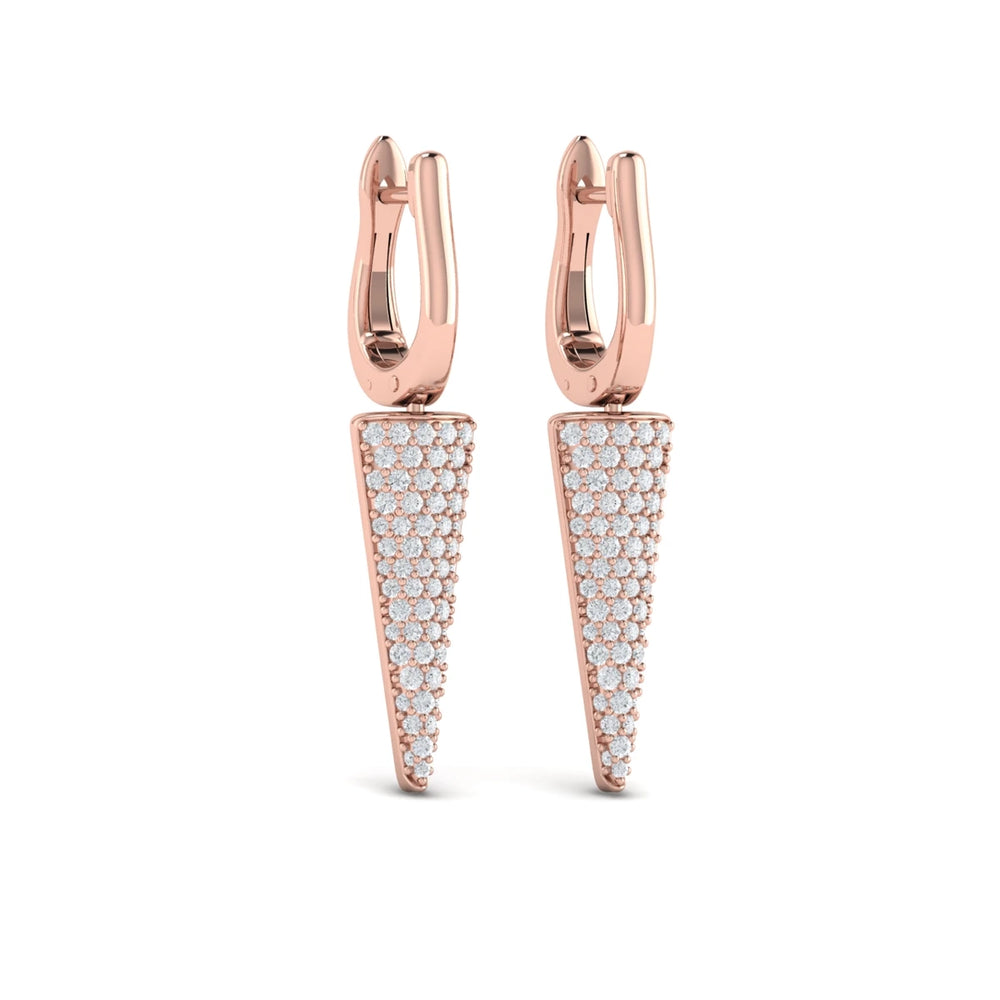 Diamond Trinity Drop Huggie Earrings Rose Gold