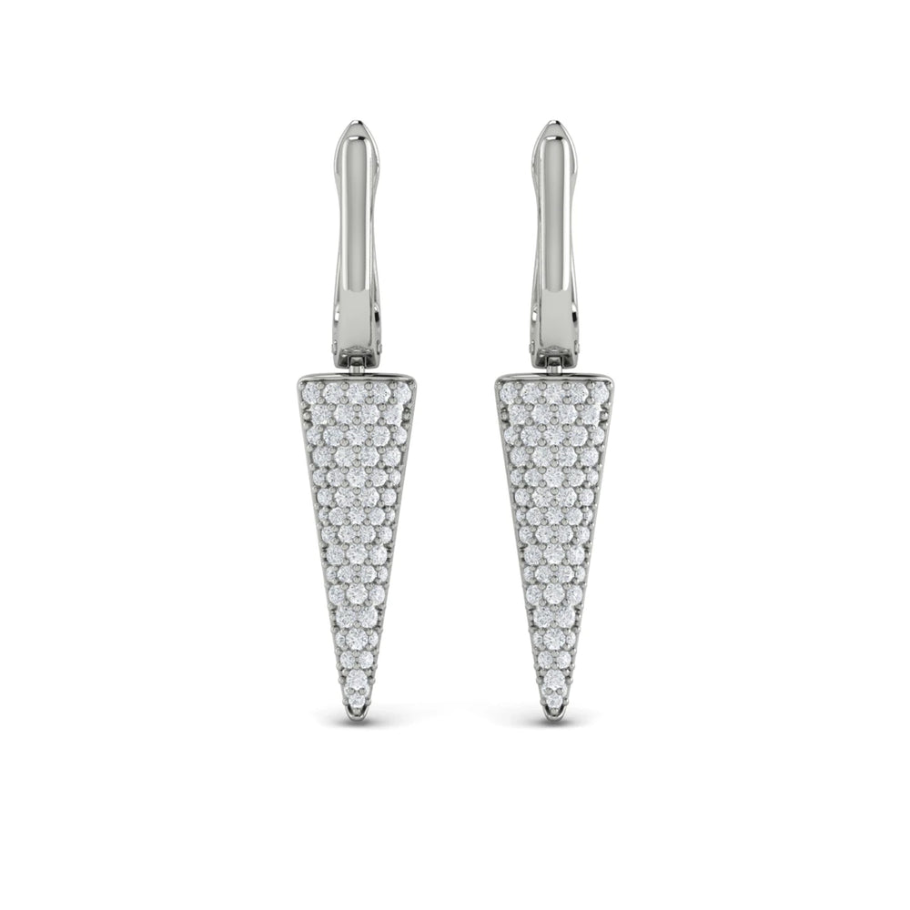 Diamond Trinity Drop Huggie Earrings White Gold