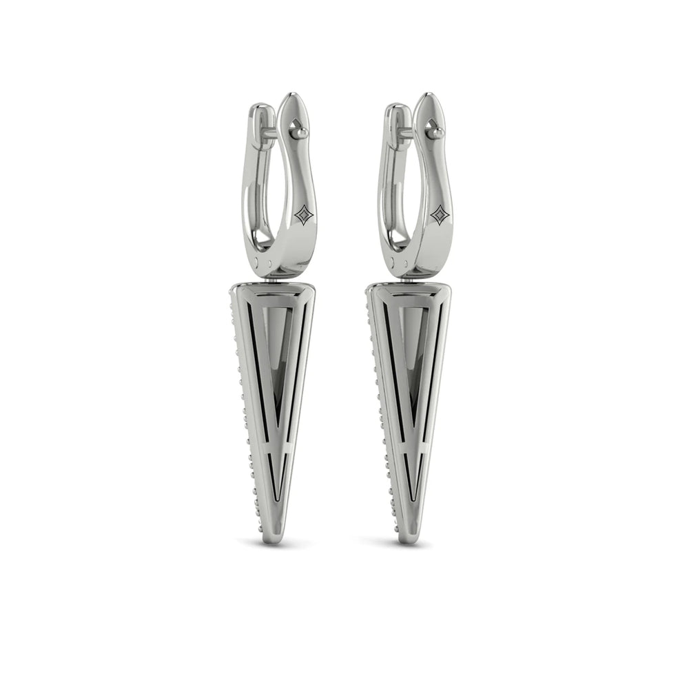 Diamond Trinity Drop Huggie Earrings Platinum