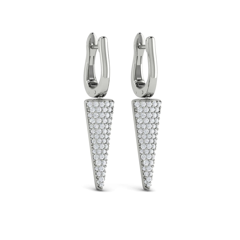 Diamond Trinity Drop Huggie Earrings White Gold