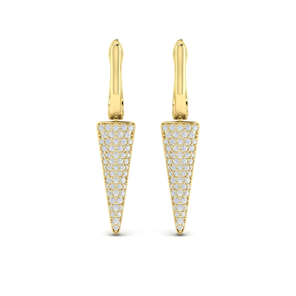 Diamond Trinity Drop Huggie Earrings Yellow Gold