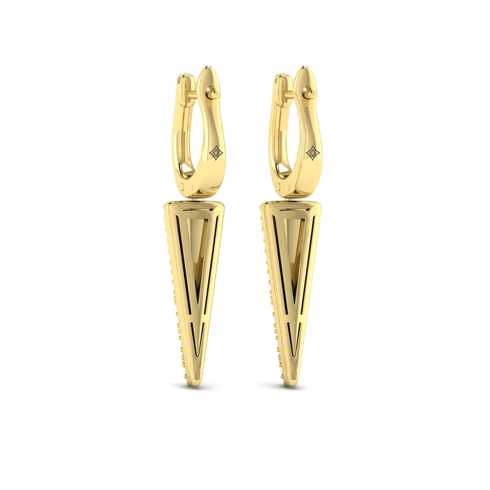 Diamond Trinity Drop Huggie Earrings Yellow Gold