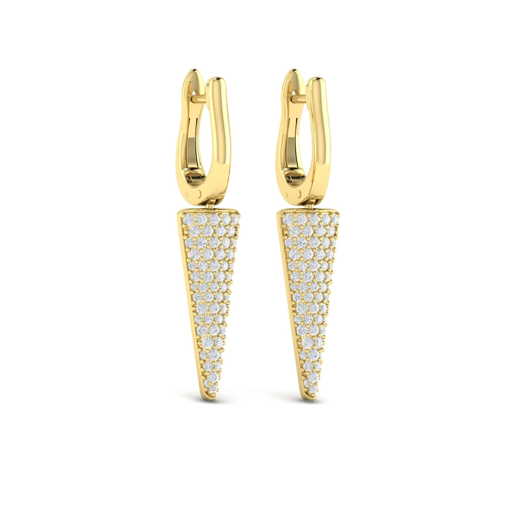 Diamond Trinity Drop Huggie Earrings Yellow Gold