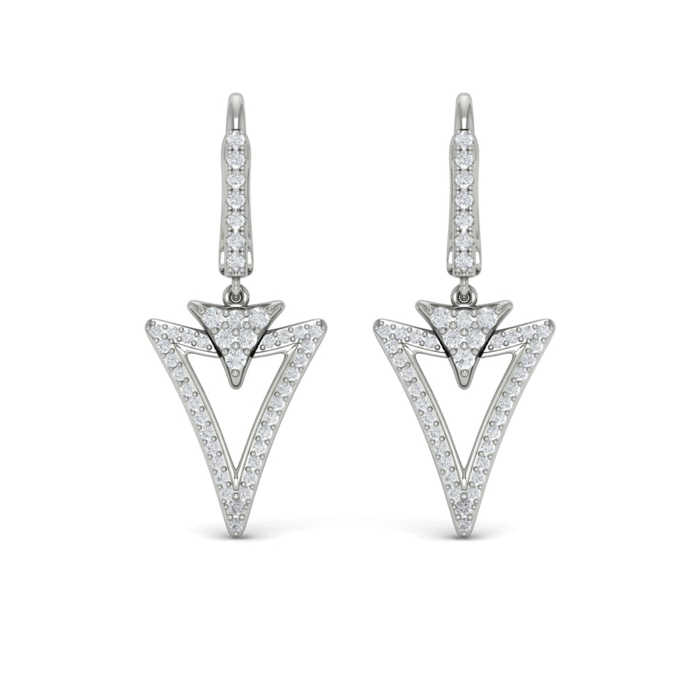 Diamond Open Double Trinity Huggie Earrings White Gold