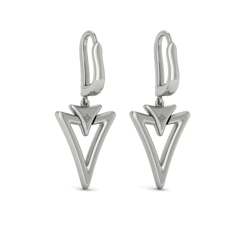 Diamond Open Double Trinity Huggie Earrings Platinum
