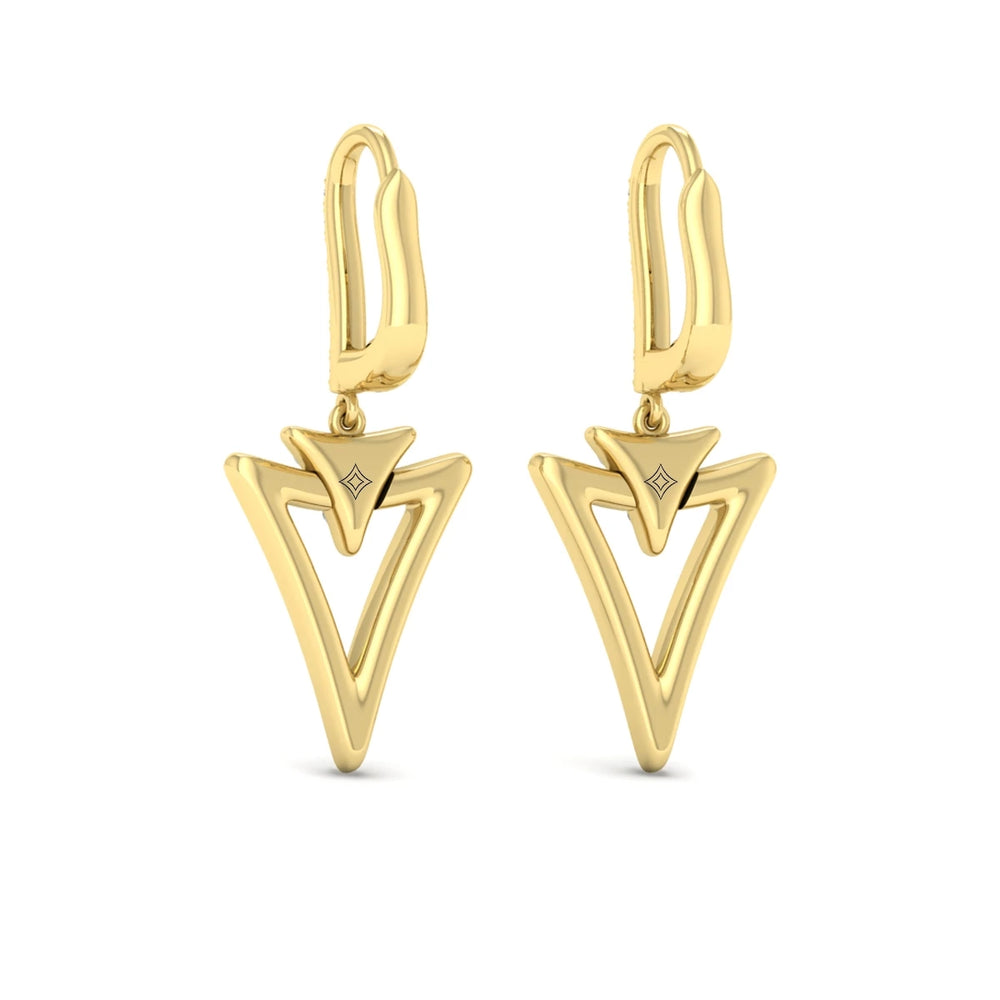Diamond Open Double Trinity Huggie Earrings Yellow Gold