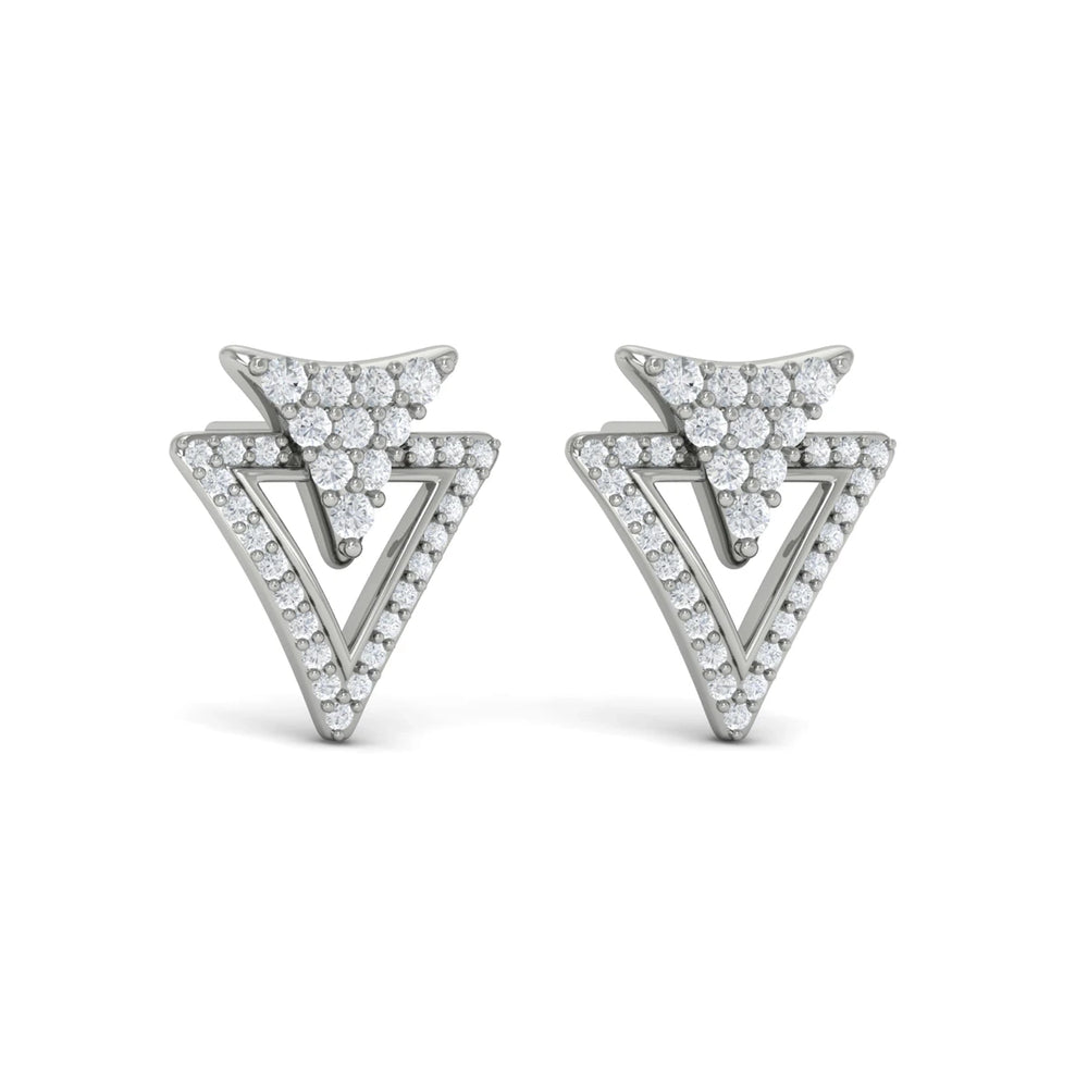 Diamond Double Trinity Open Stud Earrings White Gold