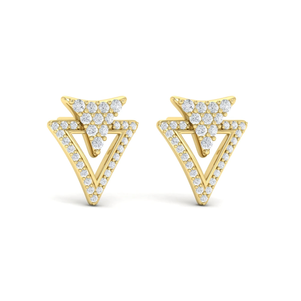 Diamond Double Trinity Open Stud Earrings Yellow Gold