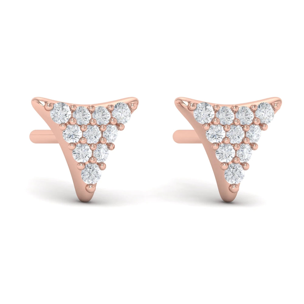Diamond Trinity Stud Earrings Rose Gold