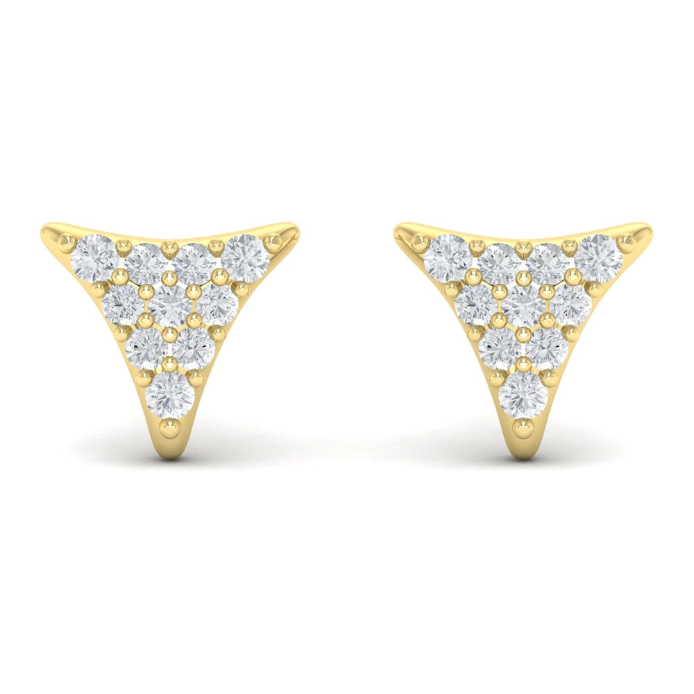 Diamond Trinity Stud Earrings Yellow Gold