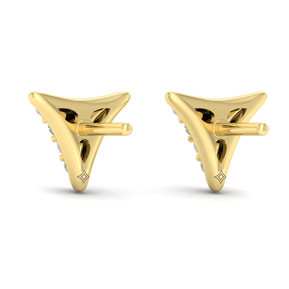 Diamond Trinity Stud Earrings Yellow Gold