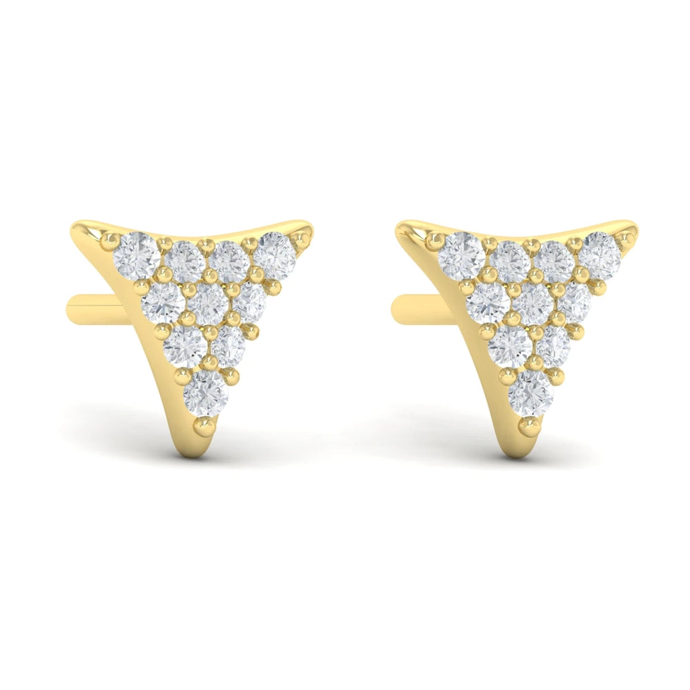 Diamond Trinity Stud Earrings Yellow Gold