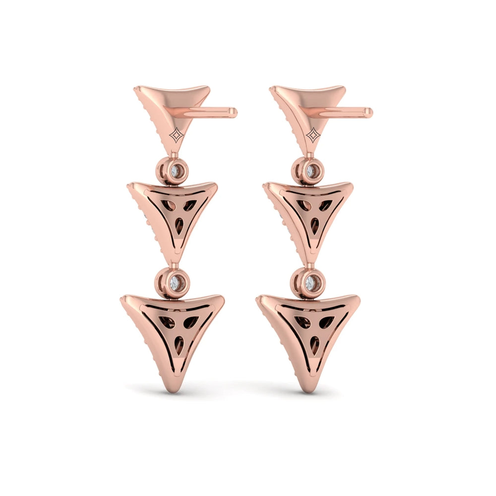 Diamond Trinity Drop Statement Earrings Rose Gold