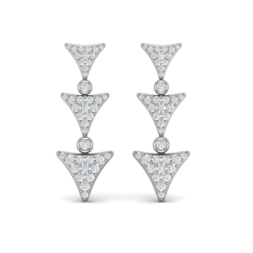Diamond Trinity Drop Statement Earrings White Gold
