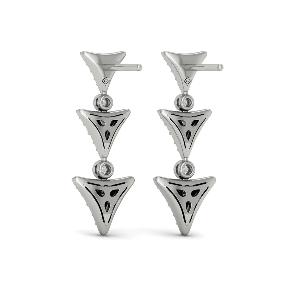 Diamond Trinity Drop Statement Earrings White Gold