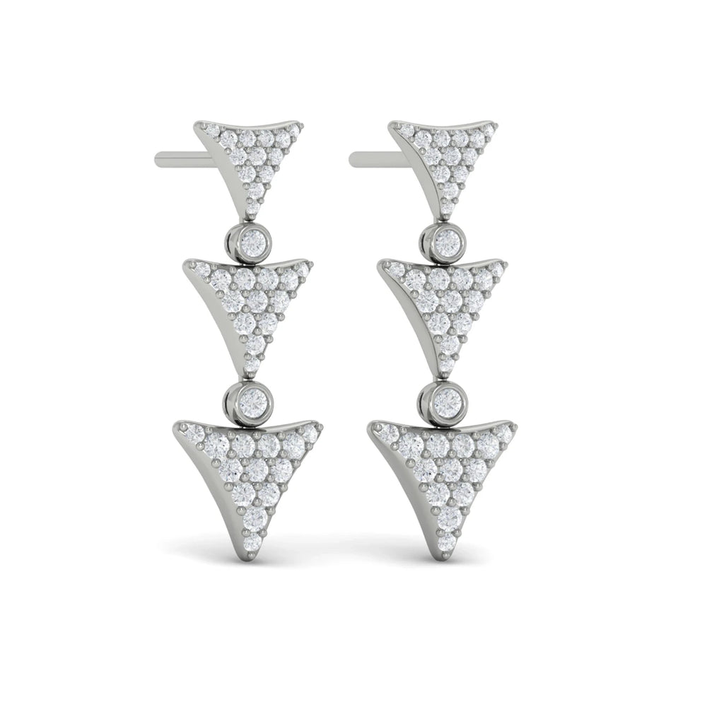 Diamond Trinity Drop Statement Earrings White Gold
