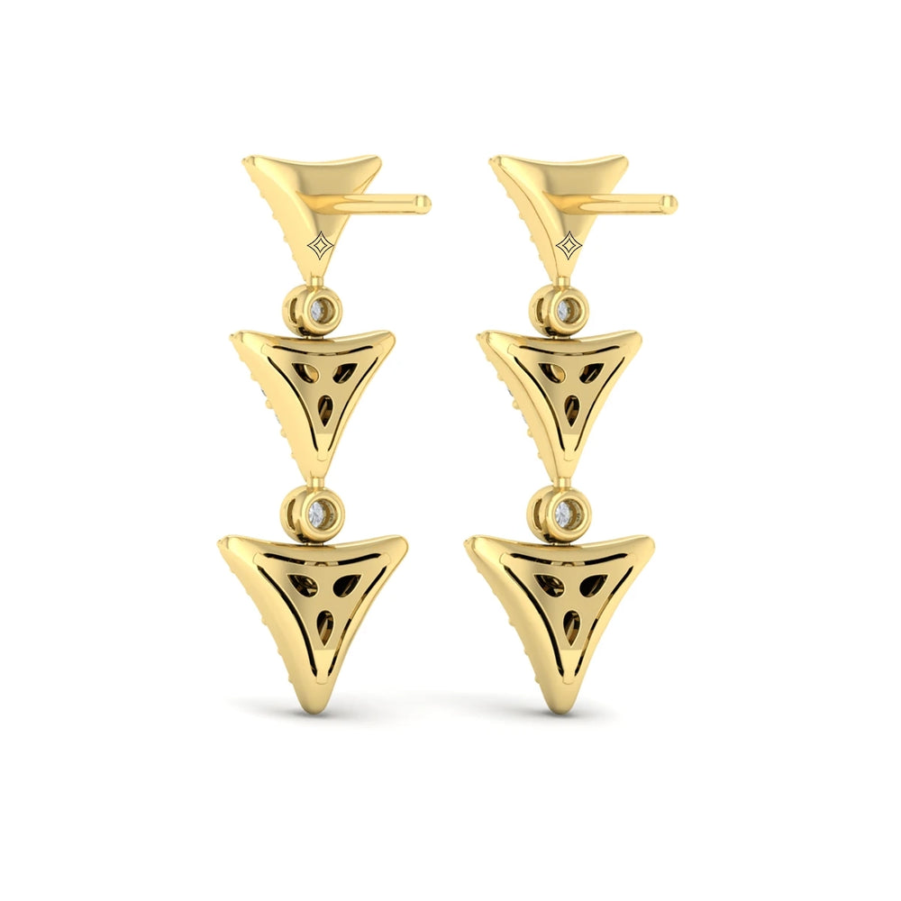 Diamond Trinity Drop Statement Earrings Yellow Gold
