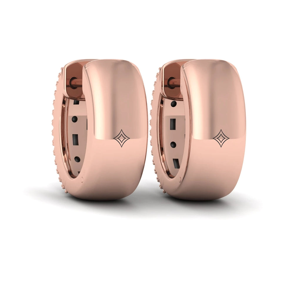 Diamond Baguette Multi Row Huggie Earrings Rose Gold