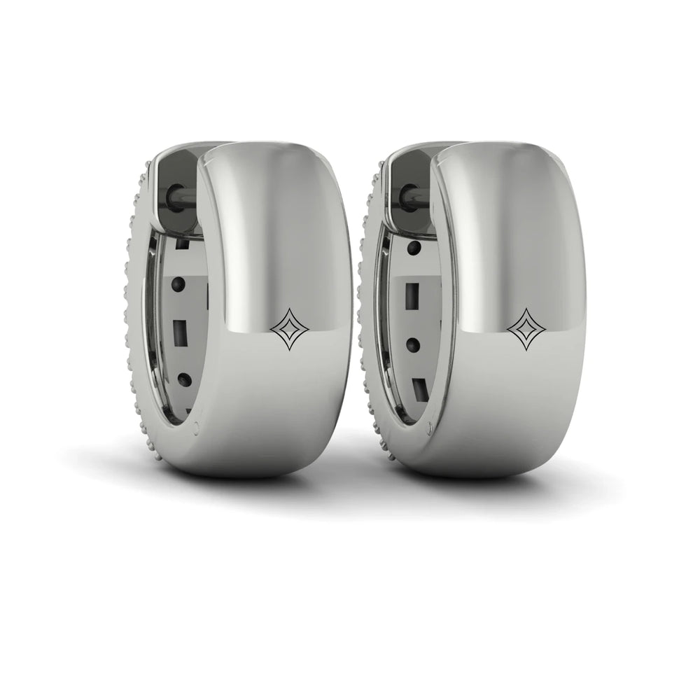 Diamond Baguette Multi Row Huggie Earrings White Gold