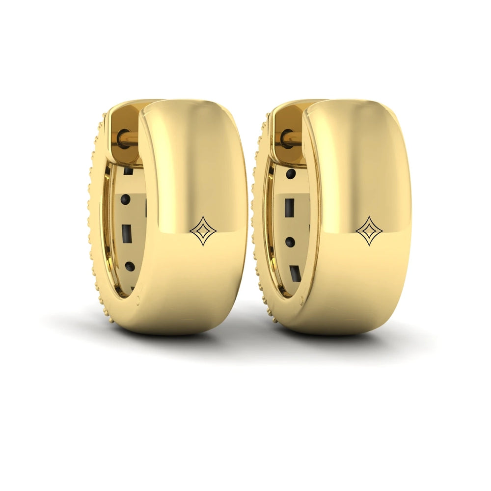 Diamond Baguette Multi Row Huggie Earrings Yellow Gold