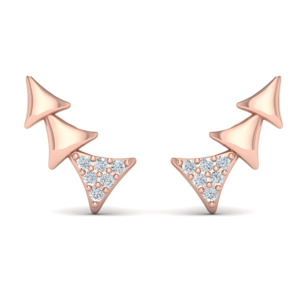 Diamond and Multi Trinity Ear Climber Rose Gold