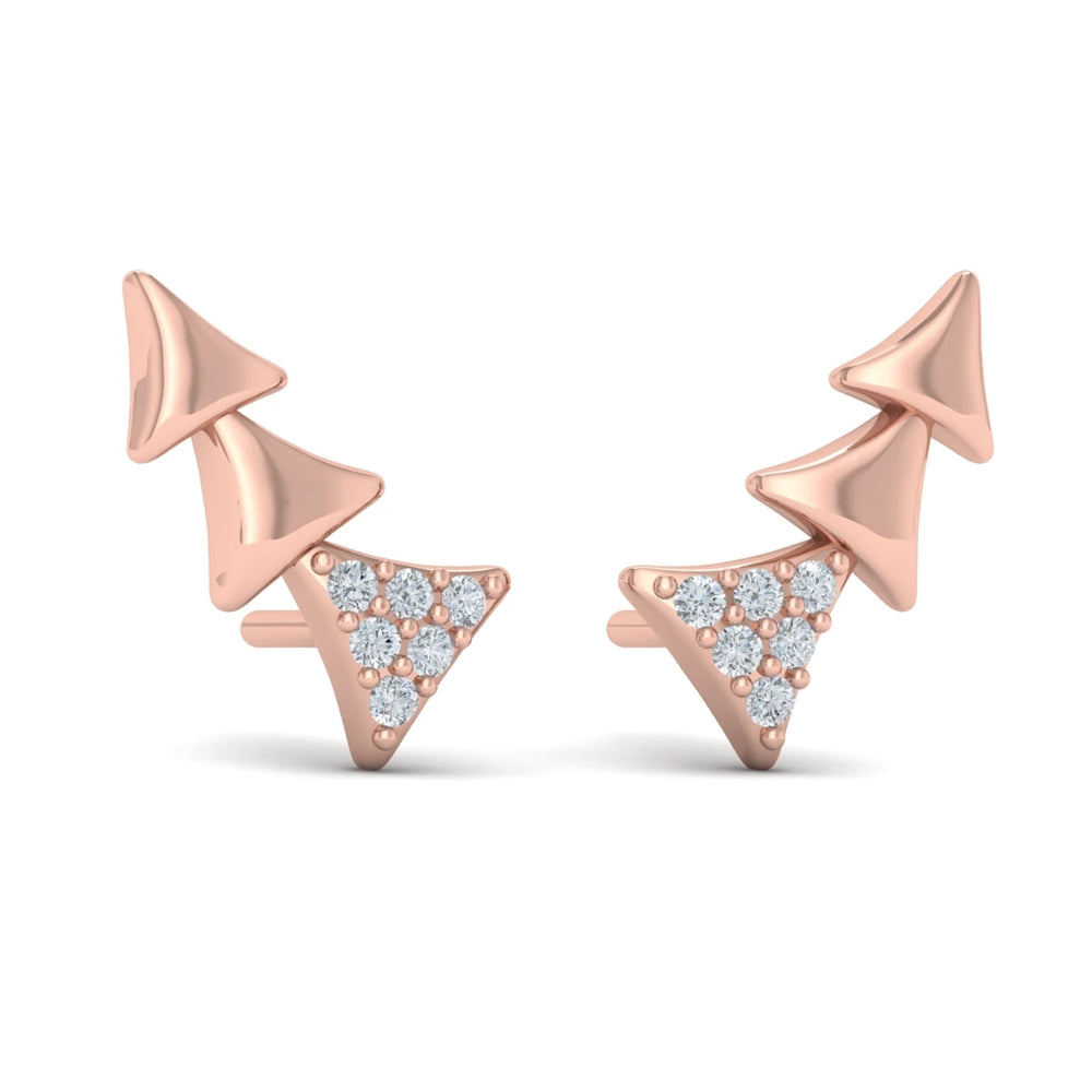 Diamond and Multi Trinity Ear Climber Rose Gold