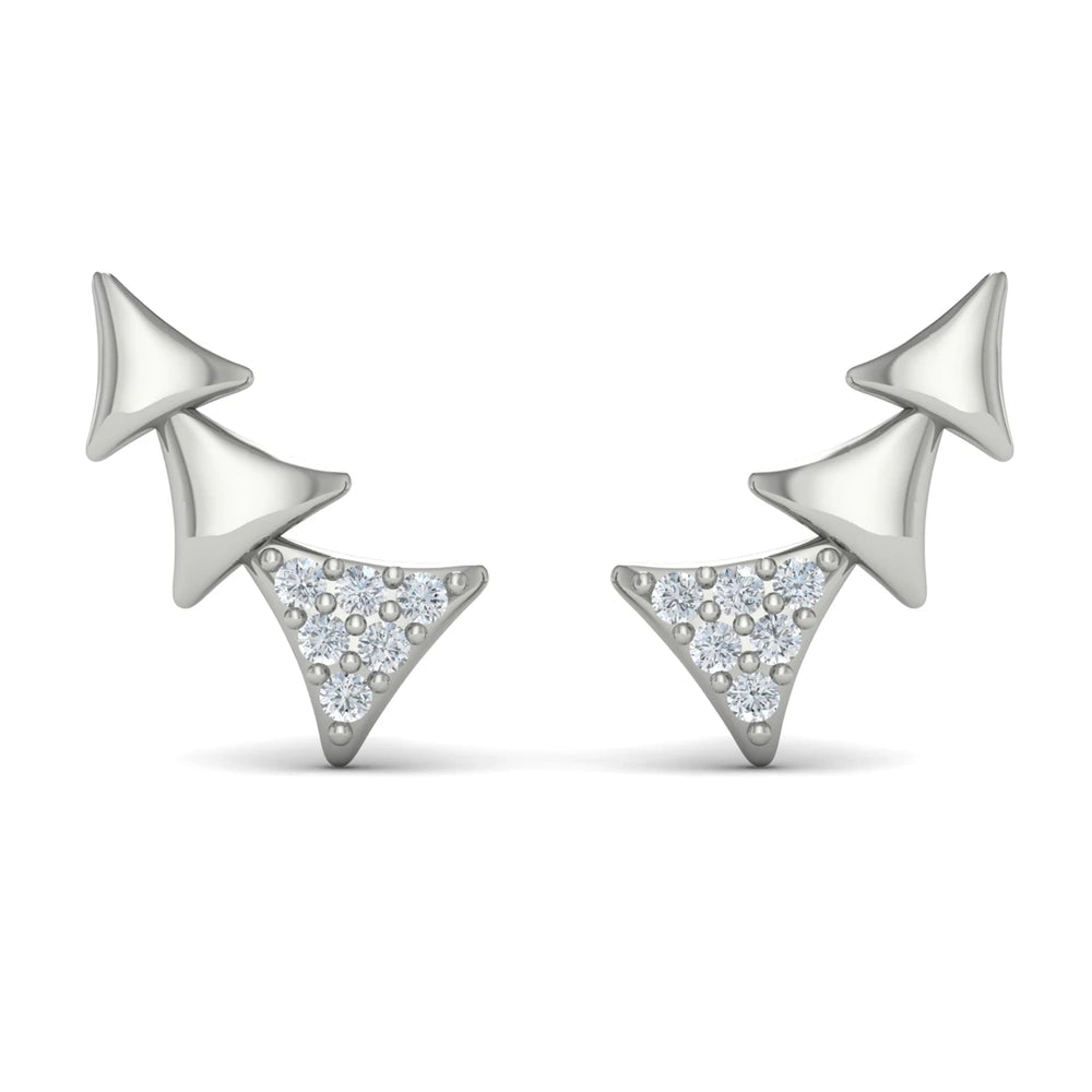 Diamond and Multi Trinity Ear Climber Platinum