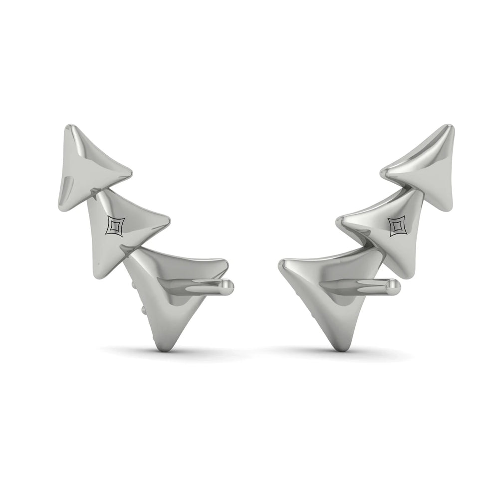 Diamond and Multi Trinity Ear Climber Platinum